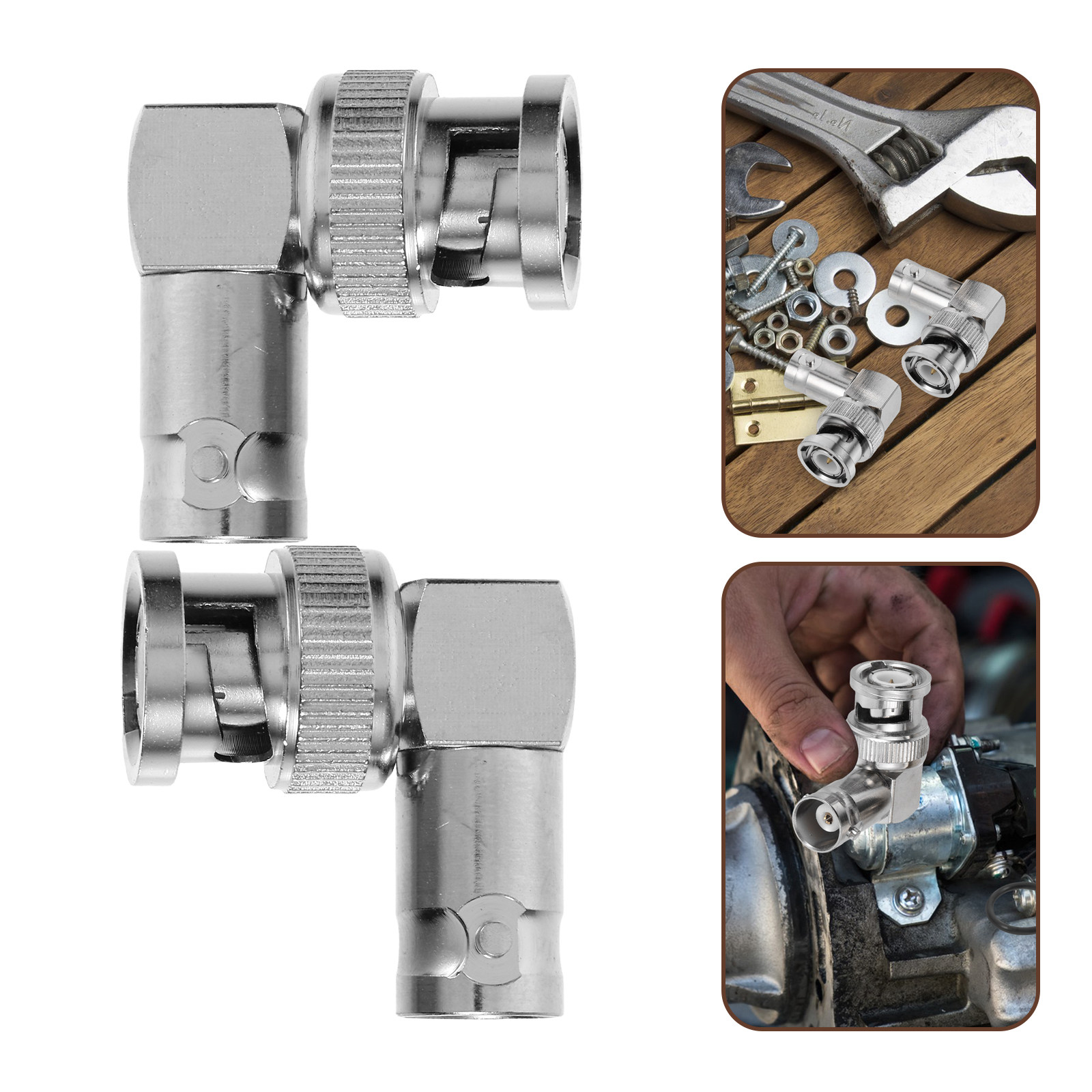 Transmission Jack Adapter - 2Pcs Bnc Male Female 90 Degree
