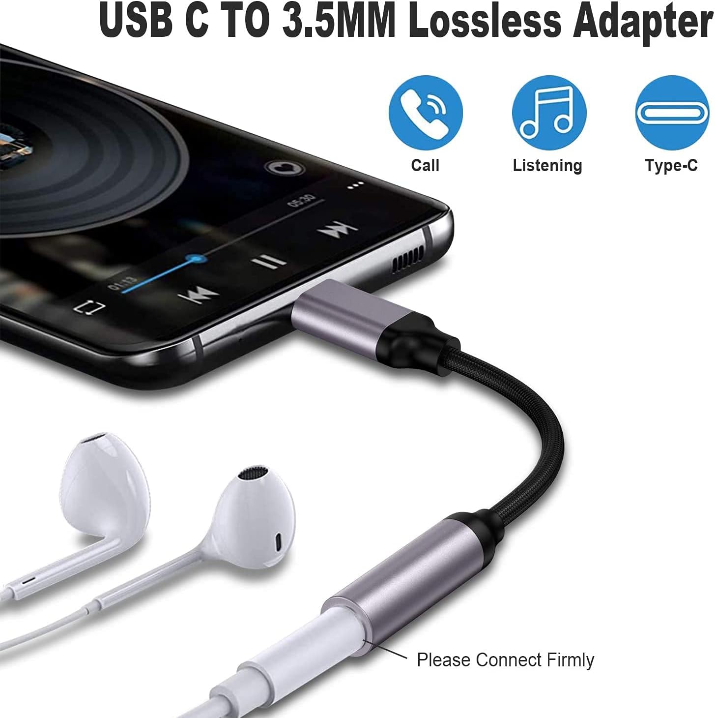 USB Type C To 3.5mm Aux Adapte - Transmission Jack Adapter avaliação e preço